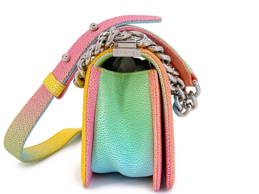 Rainbow Quilted Caviar Coco Cuba Small Boy Flap Bag Silver Hardware, 2017