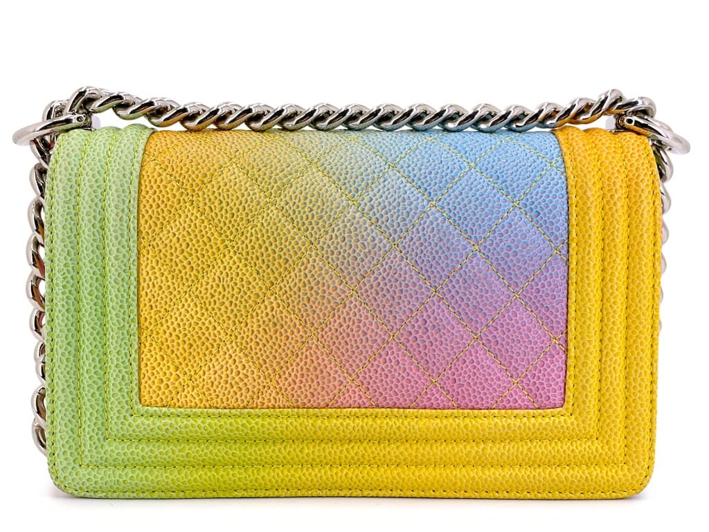 Rainbow Quilted Caviar Coco Cuba Small Boy Flap Bag Silver Hardware, 2017