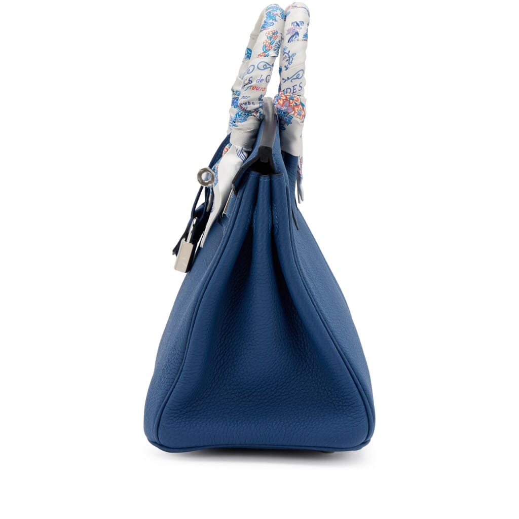 Set of Two Bleu Tie Togo Birkin 25 Palladium Hardware, 2025 and Bleu Tie Epsom Kelly Pocket Belt Palladium Hardware, 2025