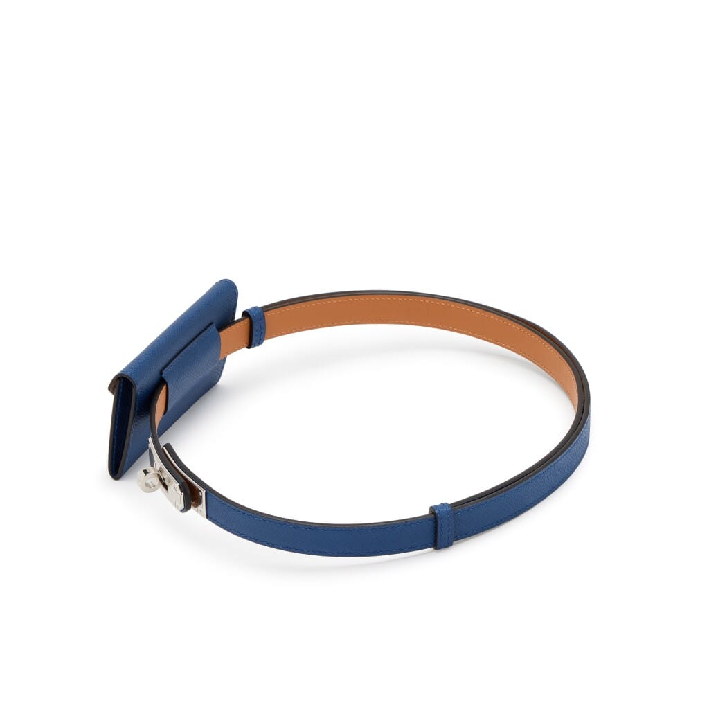 Set of Two Bleu Tie Togo Birkin 25 Palladium Hardware, 2025 and Bleu Tie Epsom Kelly Pocket Belt Palladium Hardware, 2025