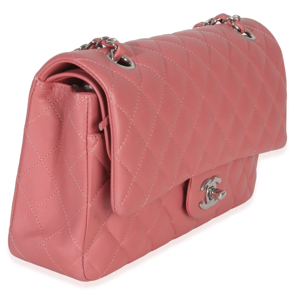 Pink Quilted Lambskin Medium Classic Double Flap Bag Silver Hardware, 2019