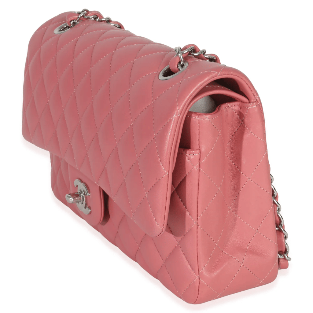 Pink Quilted Lambskin Medium Classic Double Flap Bag Silver Hardware, 2019