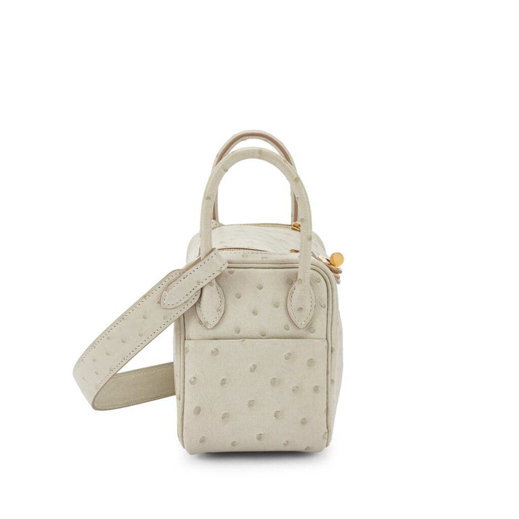Gris Perle Ostrich Mini Lindy 20 Gold Hardware, 2021