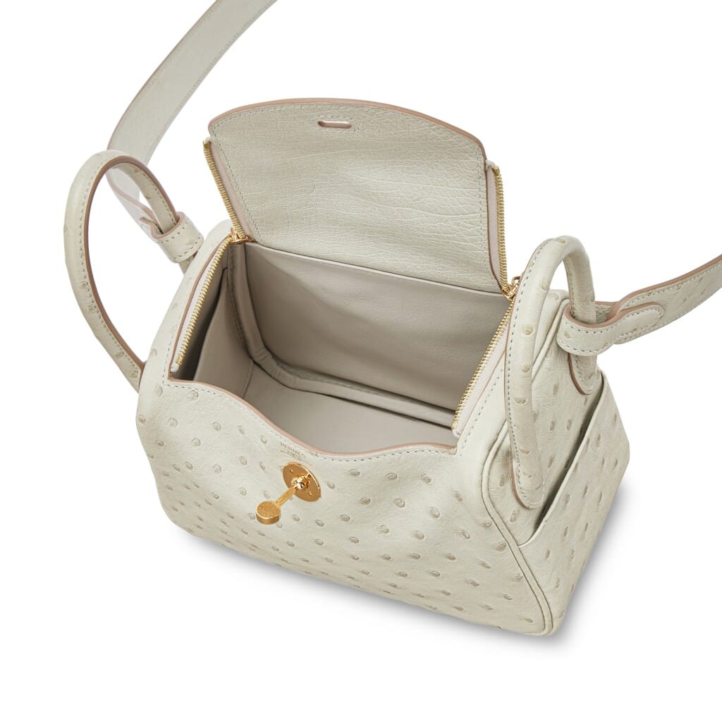 Gris Perle Ostrich Mini Lindy 20 Gold Hardware, 2021