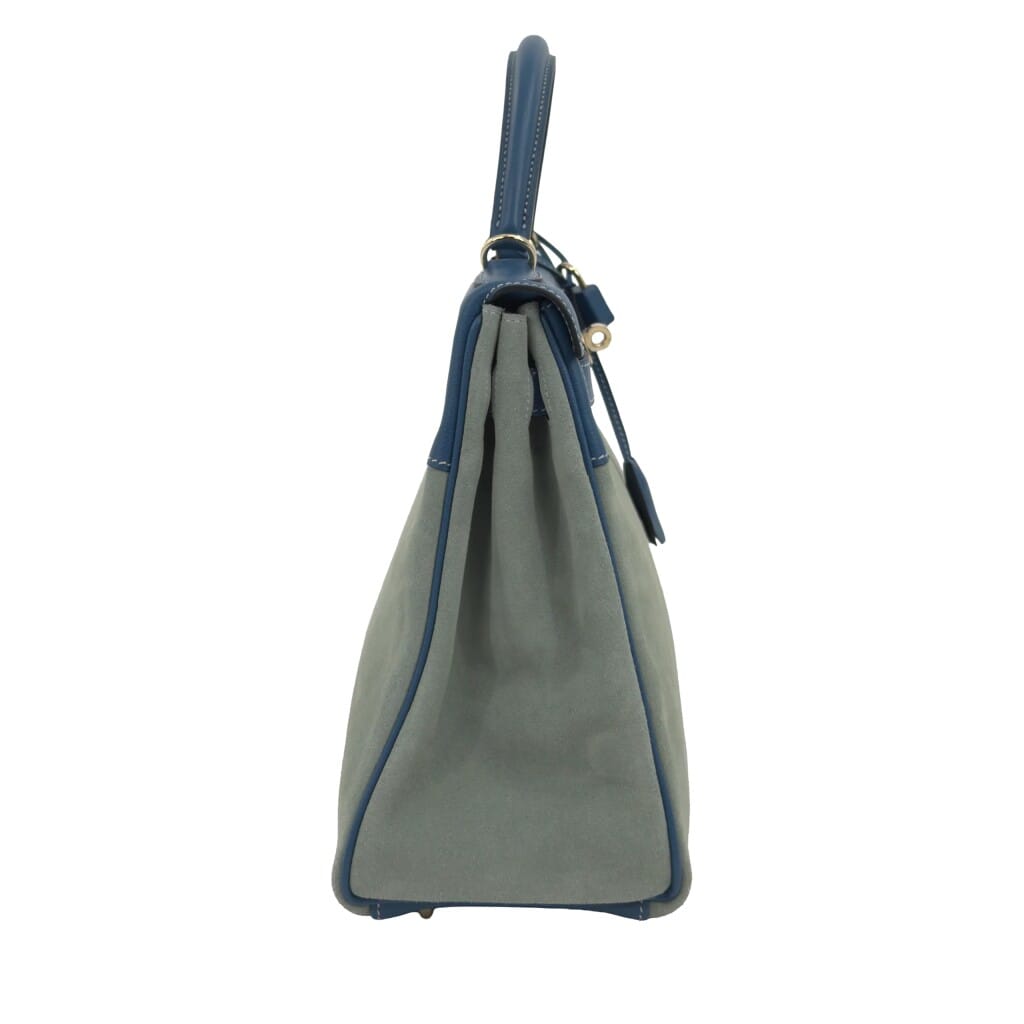 Limited Edition Bleu de Galice Evercolor and Ciel Grizzly Retourne Kelly 32 Permabrass Hardware, 2014