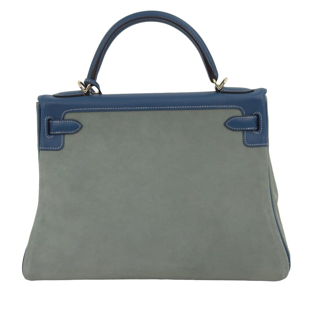 Limited Edition Bleu de Galice Evercolor and Ciel Grizzly Retourne Kelly 32 Permabrass Hardware, 2014