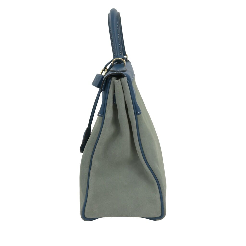 Limited Edition Bleu de Galice Evercolor and Ciel Grizzly Retourne Kelly 32 Permabrass Hardware, 2014