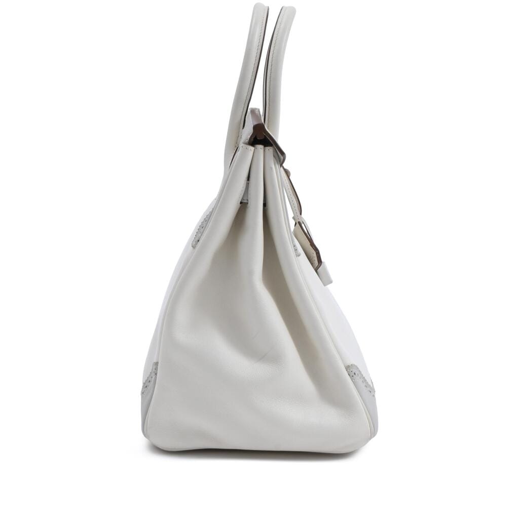 Limited Edition White and Gris Perle Swift Ghillies Birkin 35 Palladium Hardware, 2012