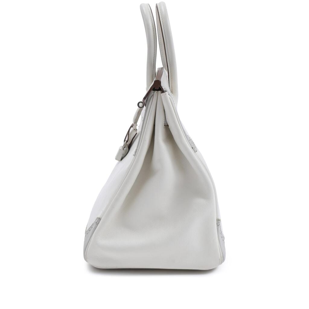 Limited Edition White and Gris Perle Swift Ghillies Birkin 35 Palladium Hardware, 2012