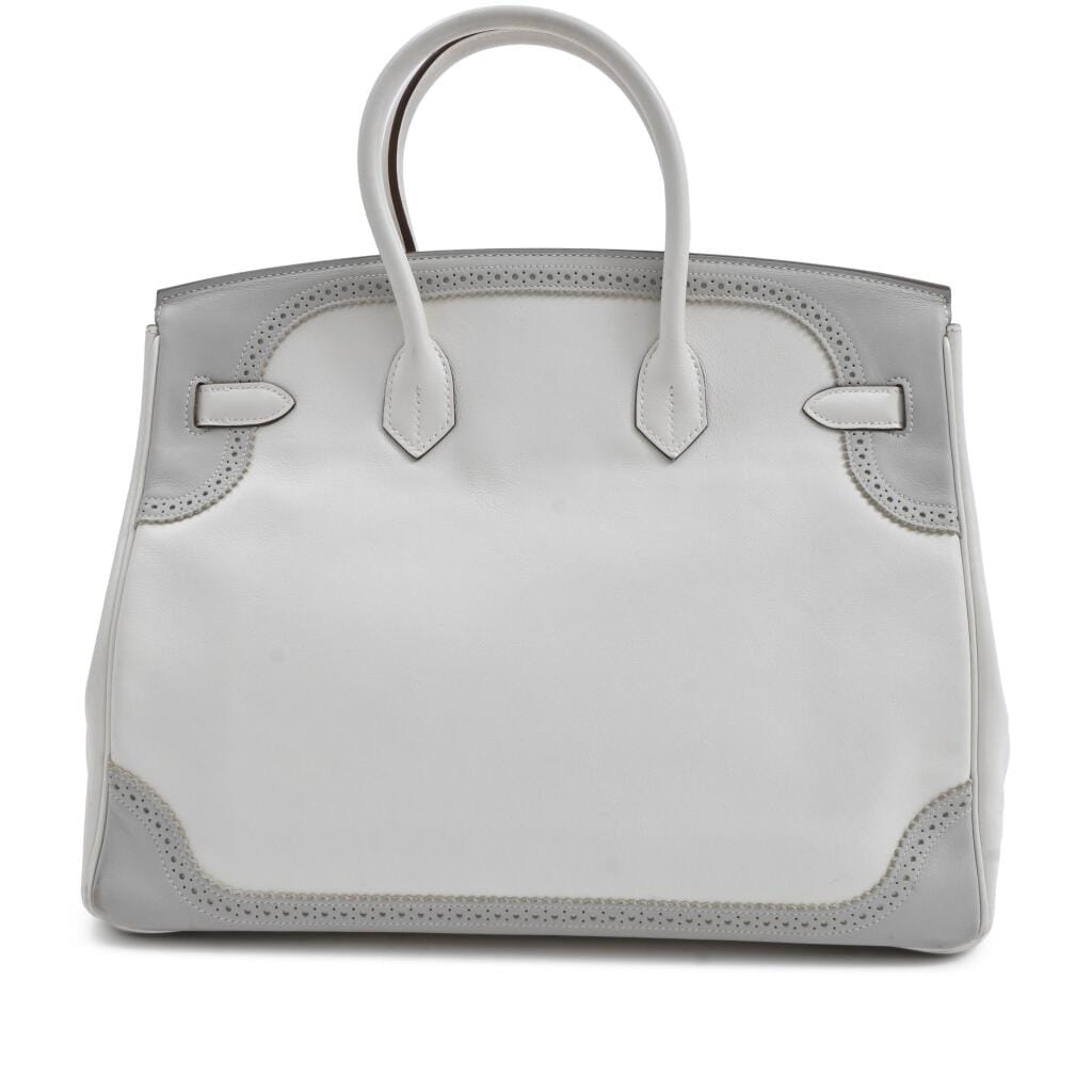 Limited Edition White and Gris Perle Swift Ghillies Birkin 35 Palladium Hardware, 2012