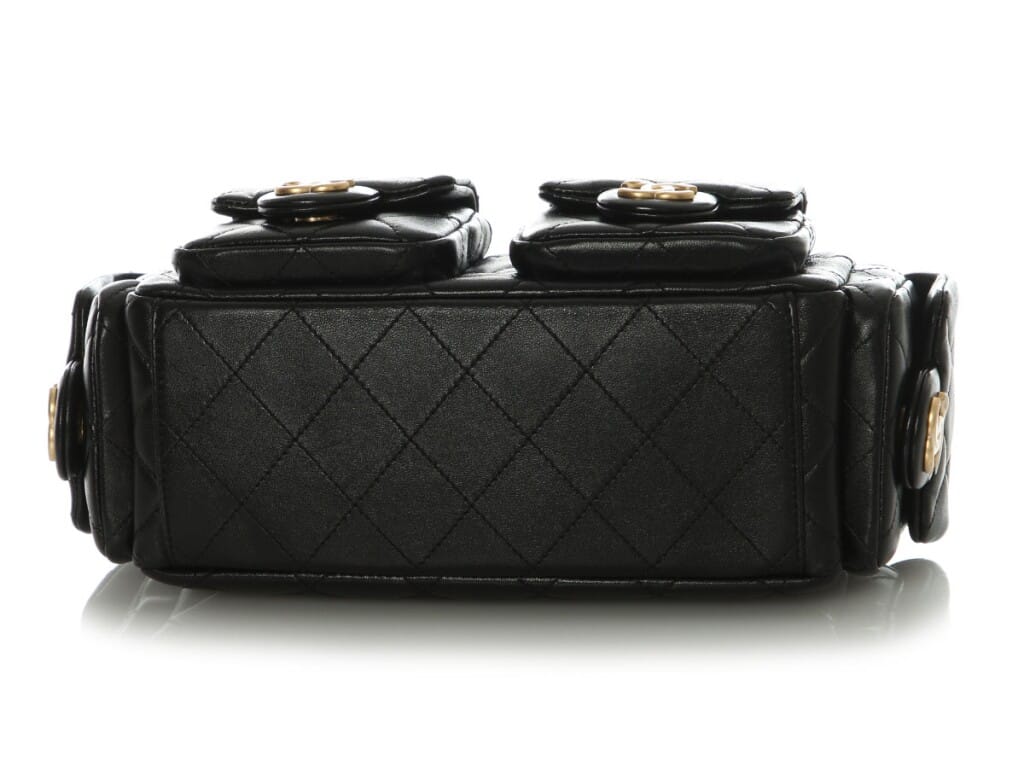 Black Quilted Shiny Lambskin Small Trendy Pockets Hobo Aged Gold Hardware, 2025