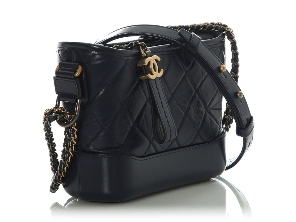 Navy Aged Quilted Calfskin Small Gabrielle Mixed Hardware, 2018-2019