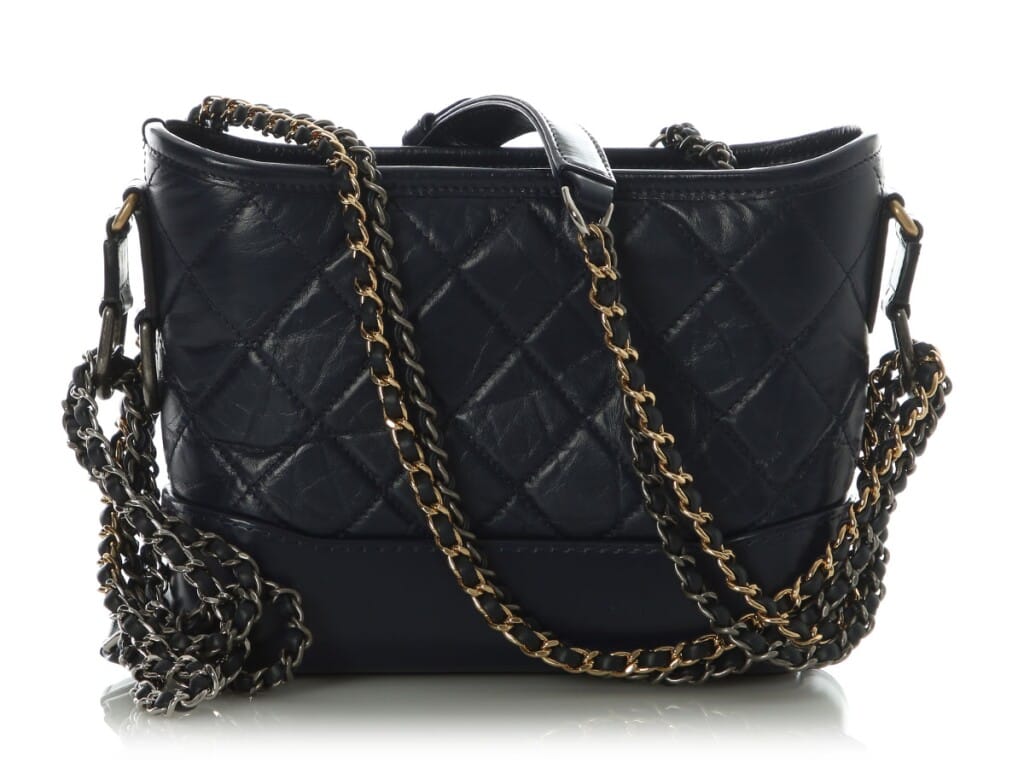 Navy Aged Quilted Calfskin Small Gabrielle Mixed Hardware, 2018-2019