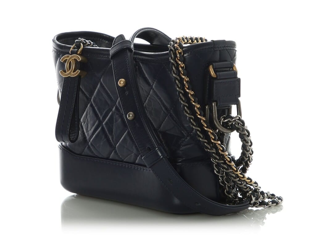 Navy Aged Quilted Calfskin Small Gabrielle Mixed Hardware, 2018-2019