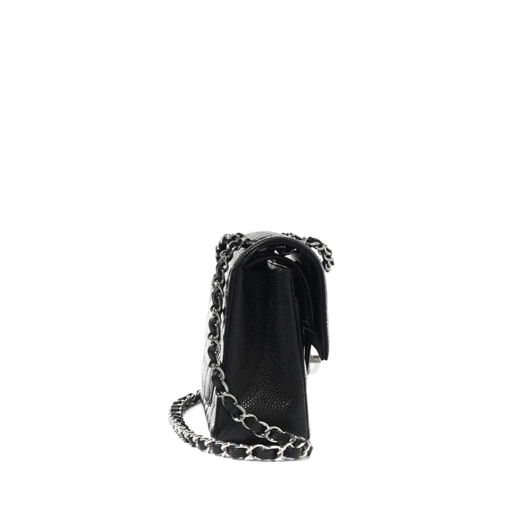 Black Quilted Caviar Small Timeless Double Flap Silver Hardware, 2018