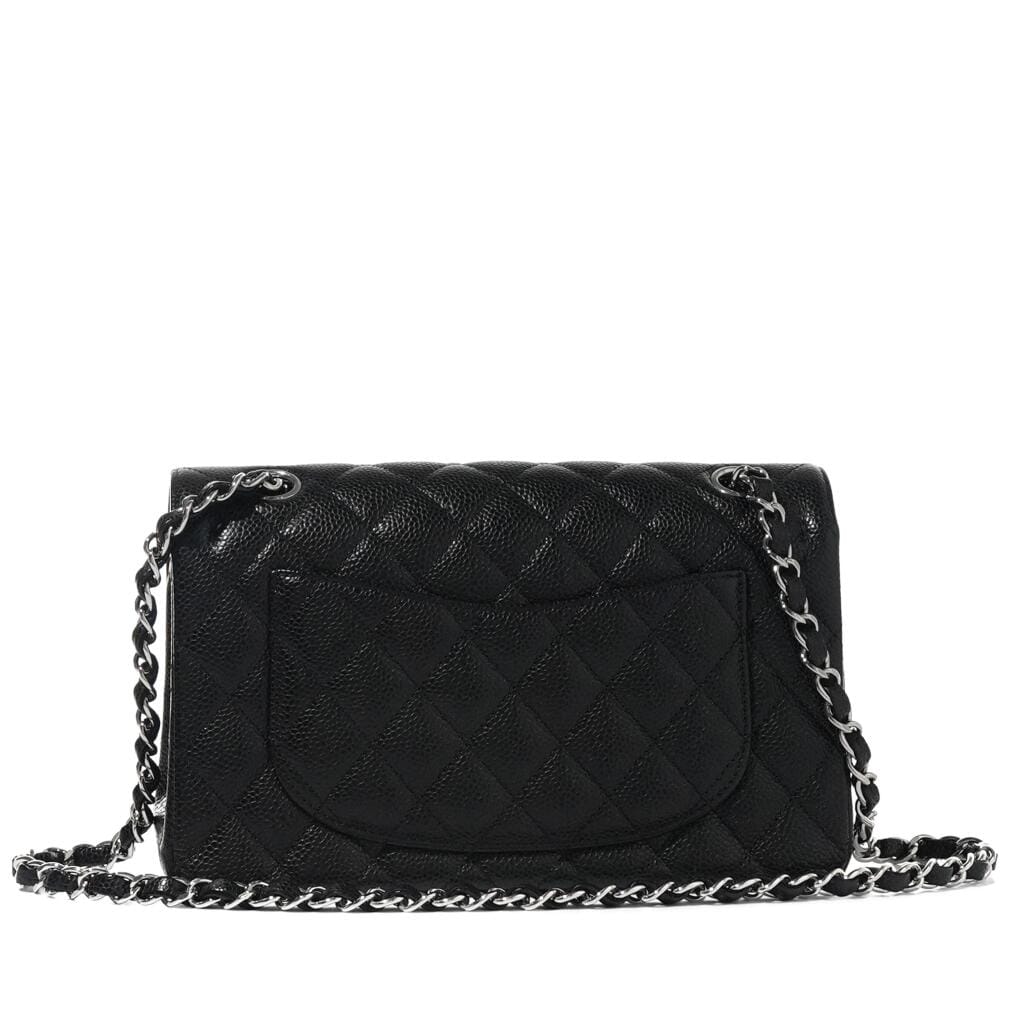 Black Quilted Caviar Small Timeless Double Flap Silver Hardware, 2018