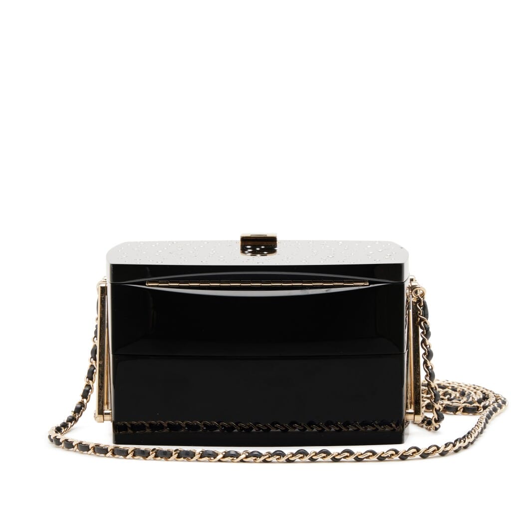 Moonlight Black Lucite and Crystal Minaudière Gold Hardware, 2016