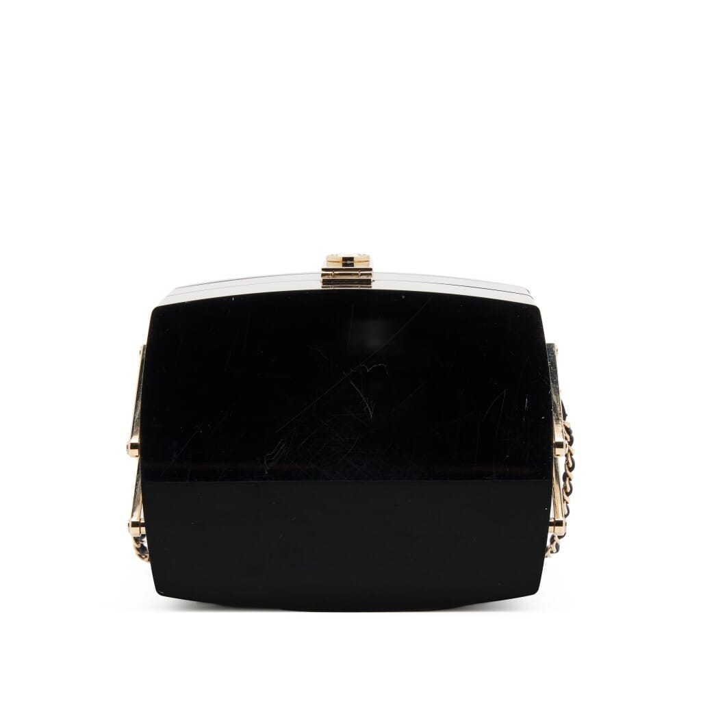 Moonlight Black Lucite and Crystal Minaudière Gold Hardware, 2016