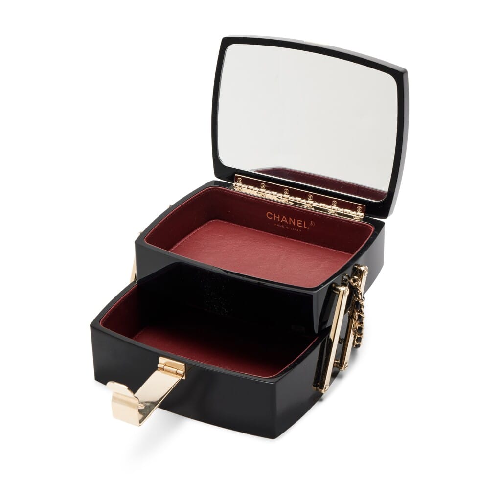 Moonlight Black Lucite and Crystal Minaudière Gold Hardware, 2016