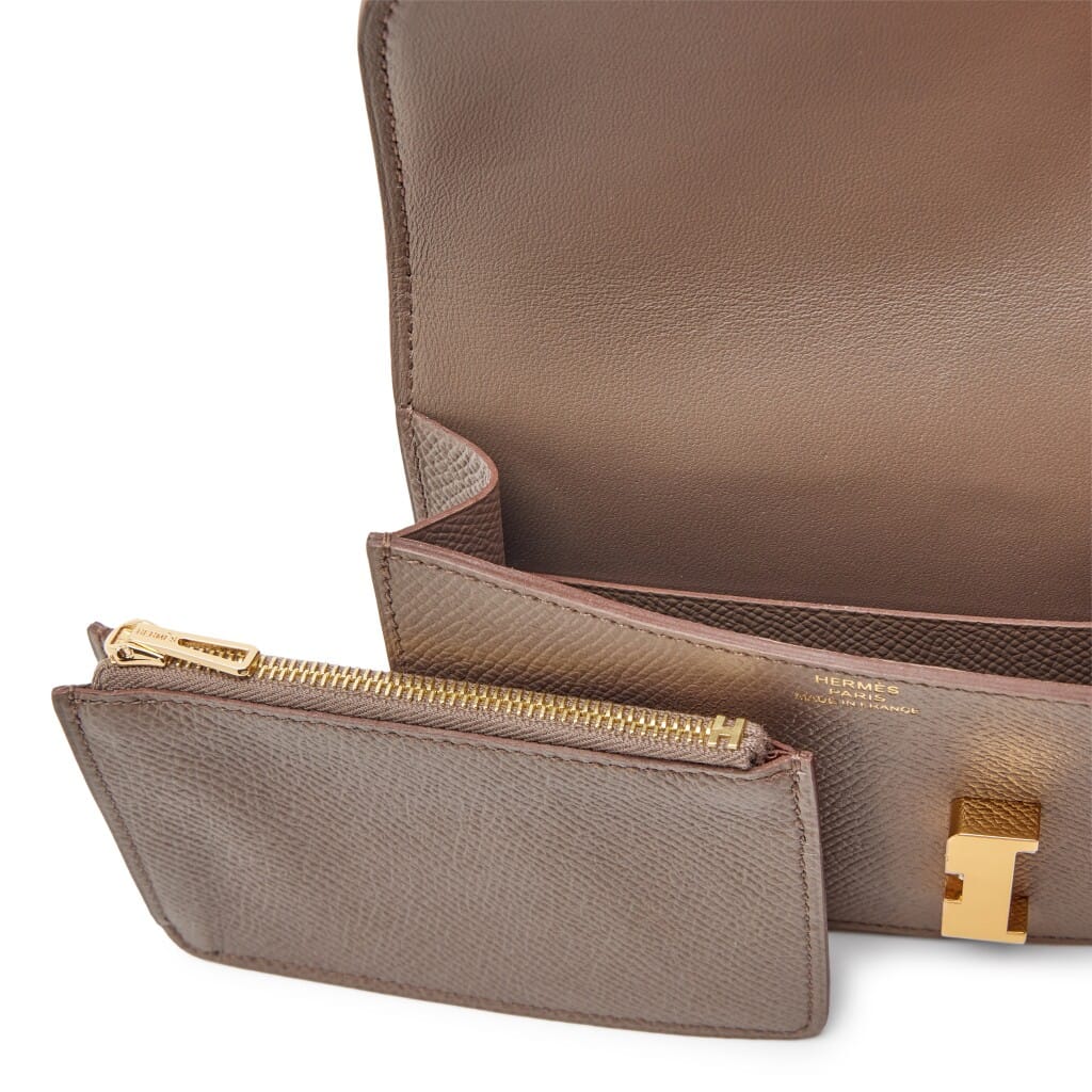 Etoupe Epsom Constance Slim Wallet Gold Hardware, 2022