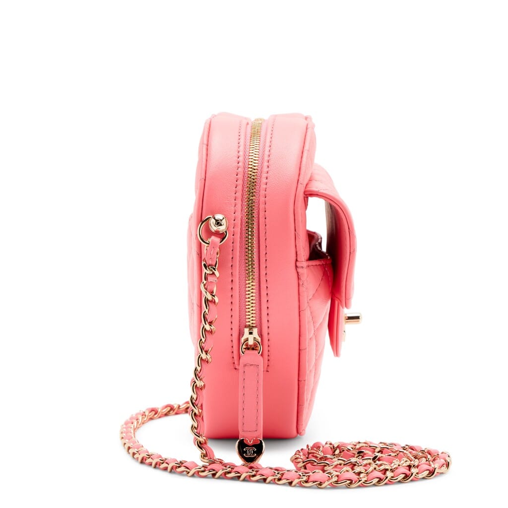 Pink Quilted Lambskin CC in Love Heart Bag Light Gold Hardware, 2022