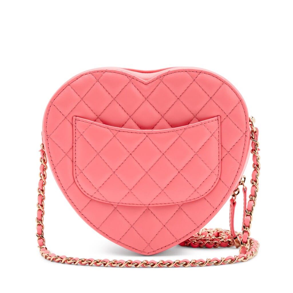 Pink Quilted Lambskin CC in Love Heart Bag Light Gold Hardware, 2022