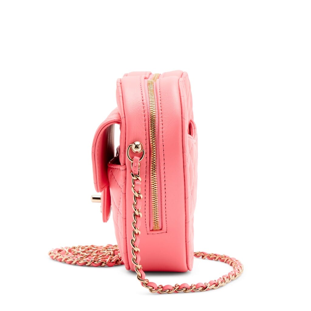 Pink Quilted Lambskin CC in Love Heart Bag Light Gold Hardware, 2022