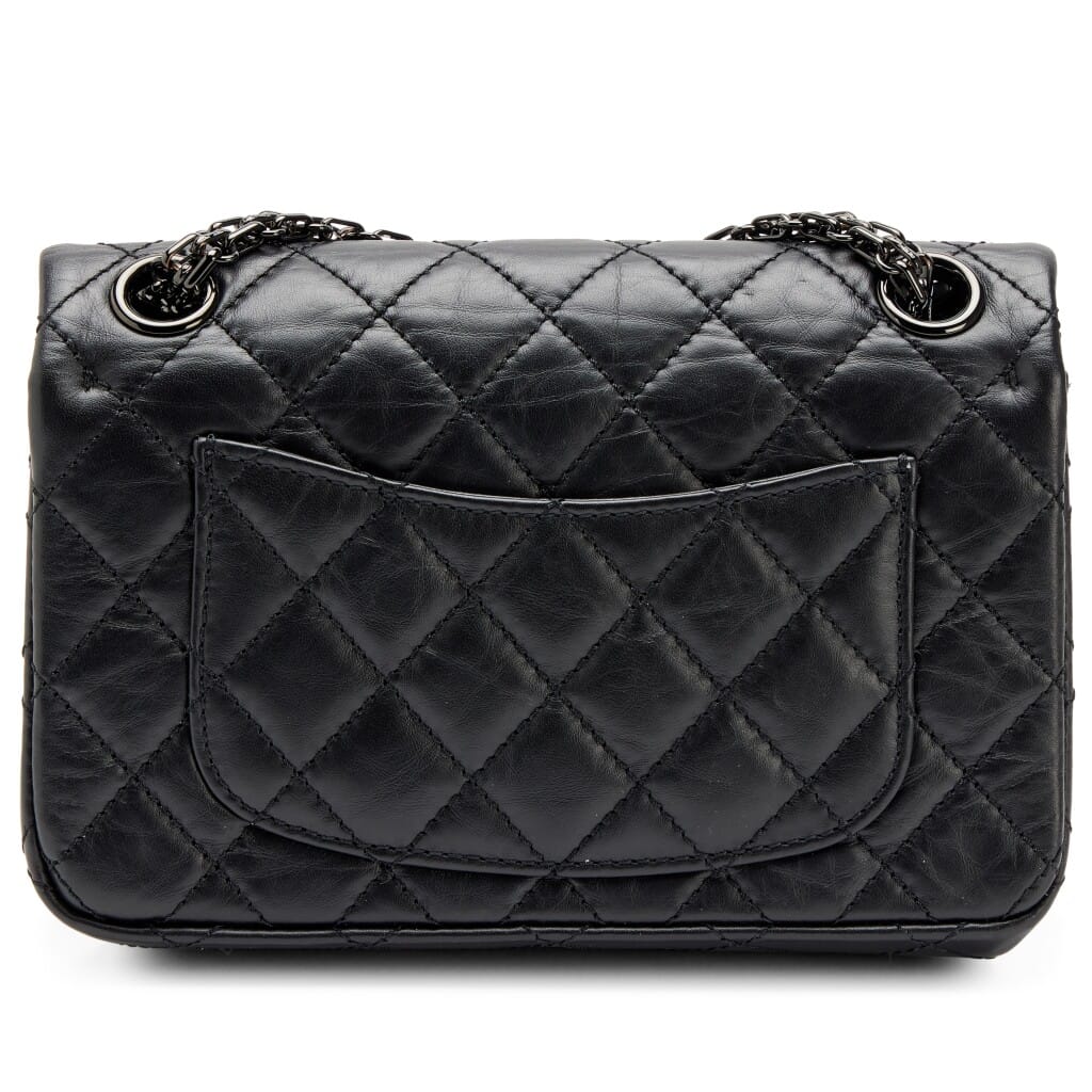 So Black Quilted Aged Calfskin Mini 2.55 Reissue Flap Bag Black Hardware, 2020s