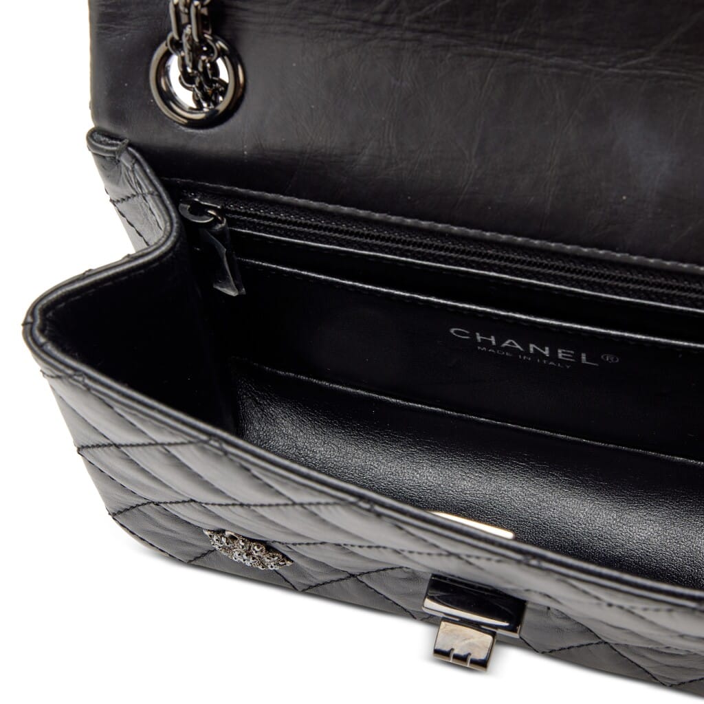 So Black Quilted Aged Calfskin Mini 2.55 Reissue Flap Bag Black Hardware, 2020s