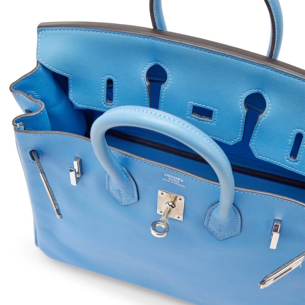 Bleu Paradis Swift Birkin 25 Palladium Hardware, 2015
