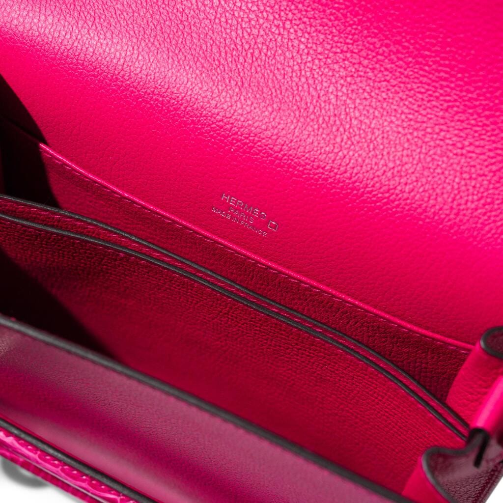 Rose Mexico Evercolor and Alligator Touch Mini Roulis 18 Palladium Hardware, 2020