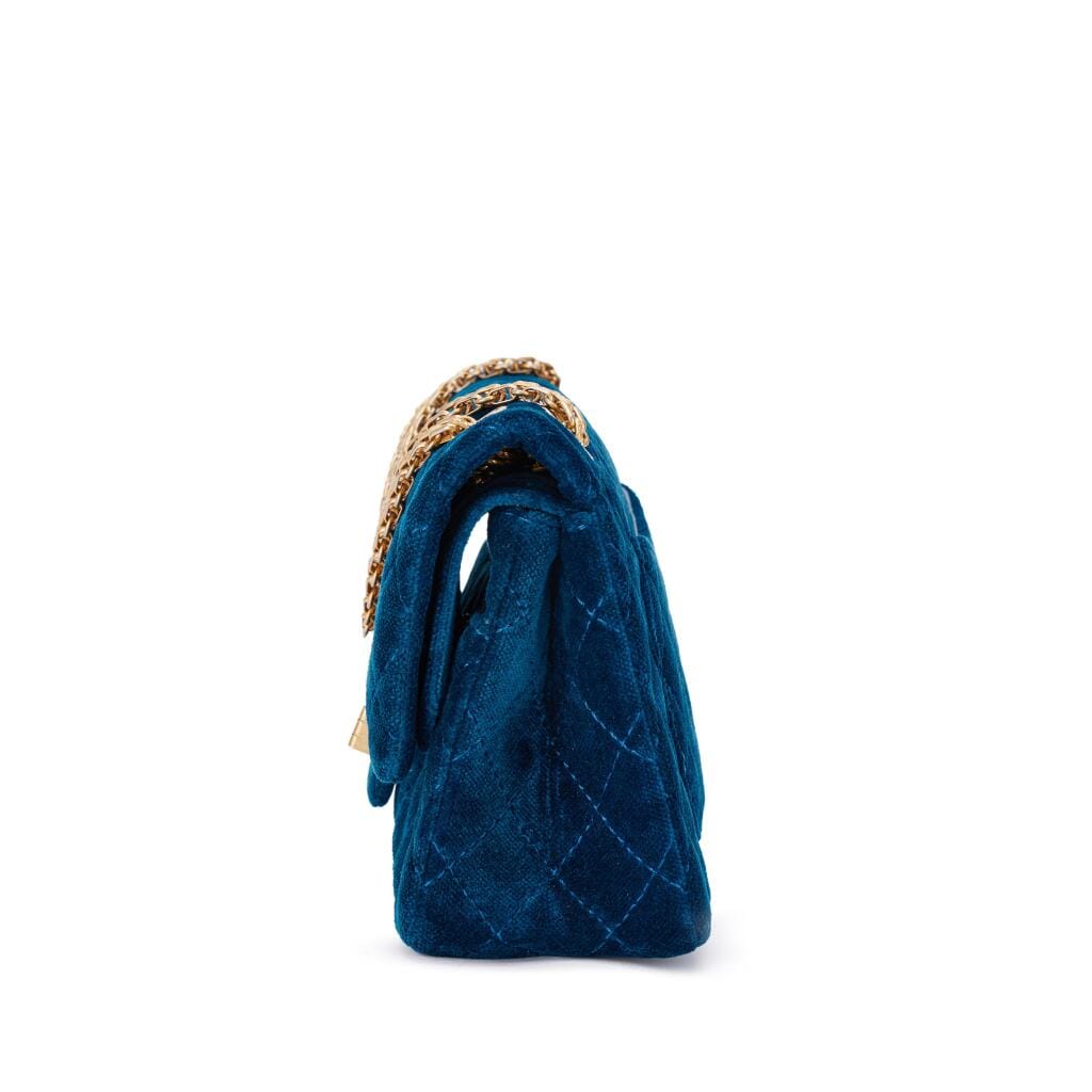 Blue Quilted Velvet Small 2.55 Aged Gold Hardware, 2017-18