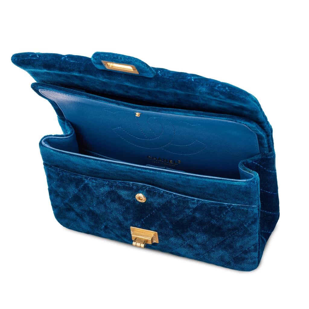 Blue Quilted Velvet Small 2.55 Aged Gold Hardware, 2017-18