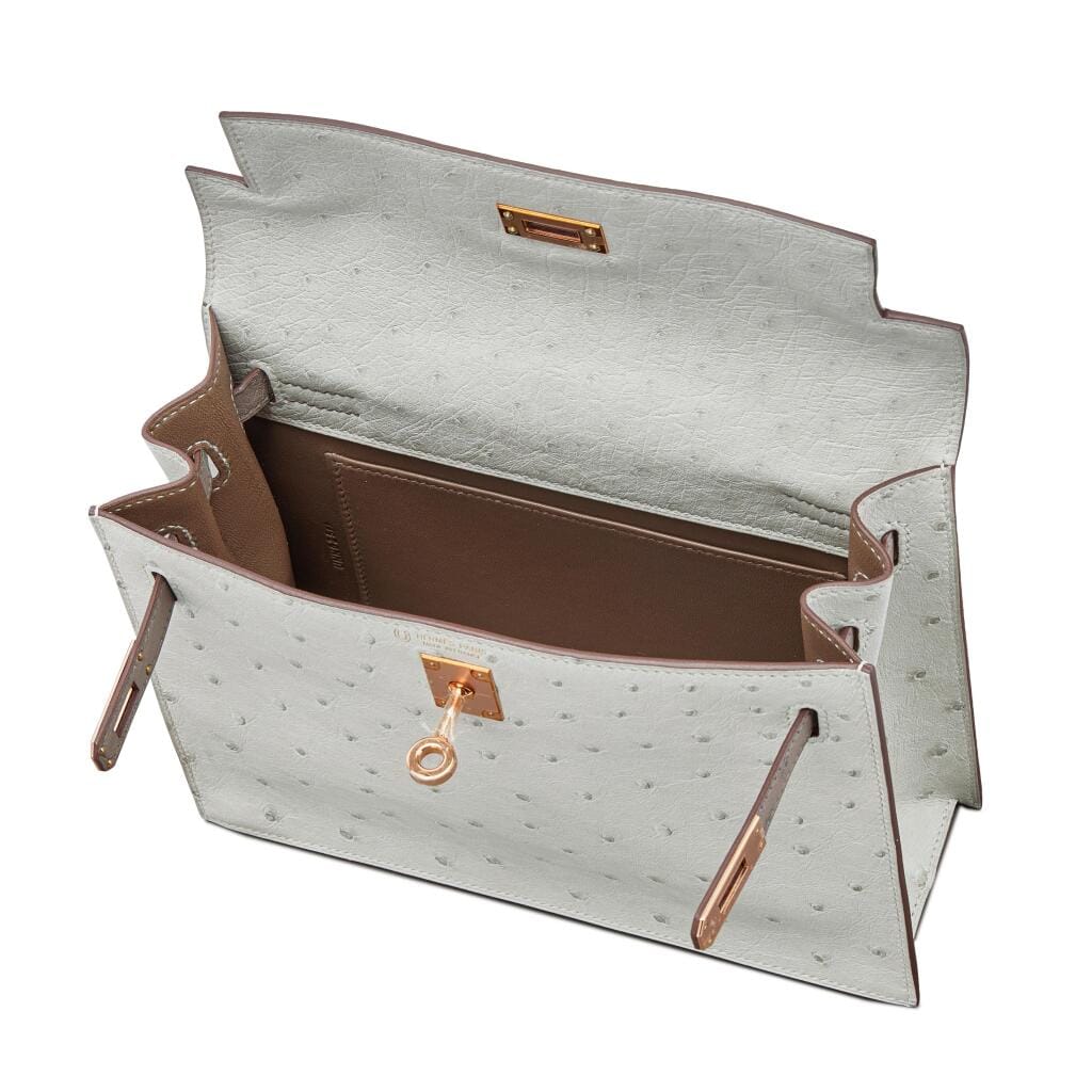 Bleu Glacier, Gris Mouette Ostrich and Etoupe HSS Kelly Danse II Rose Gold Hardware, 2022