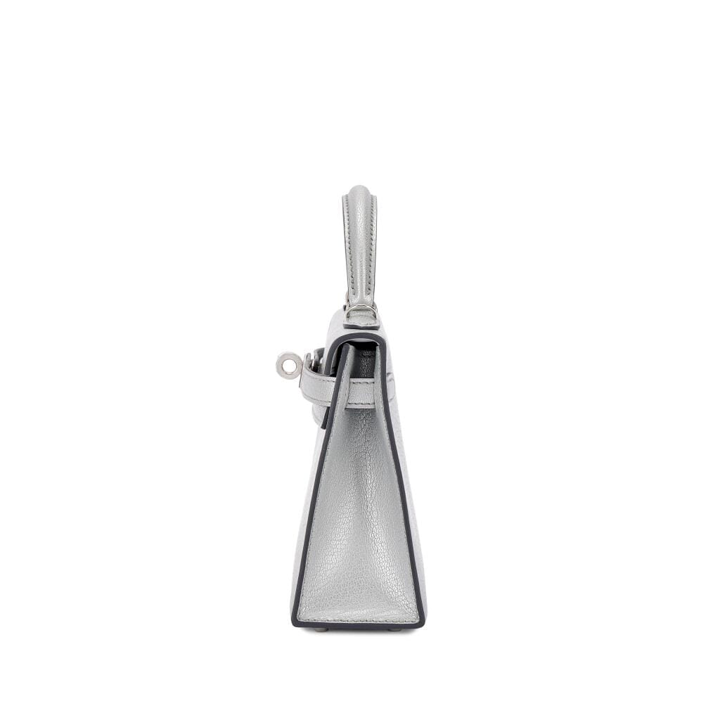 Limited Edition Gris Argenté Chèvre Chamkilight Metallic Mini Kelly II 20 Palladium Hardware, 2025