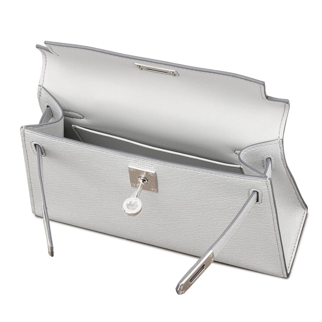 Limited Edition Gris Argenté Chèvre Chamkilight Metallic Mini Kelly II 20 Palladium Hardware, 2025