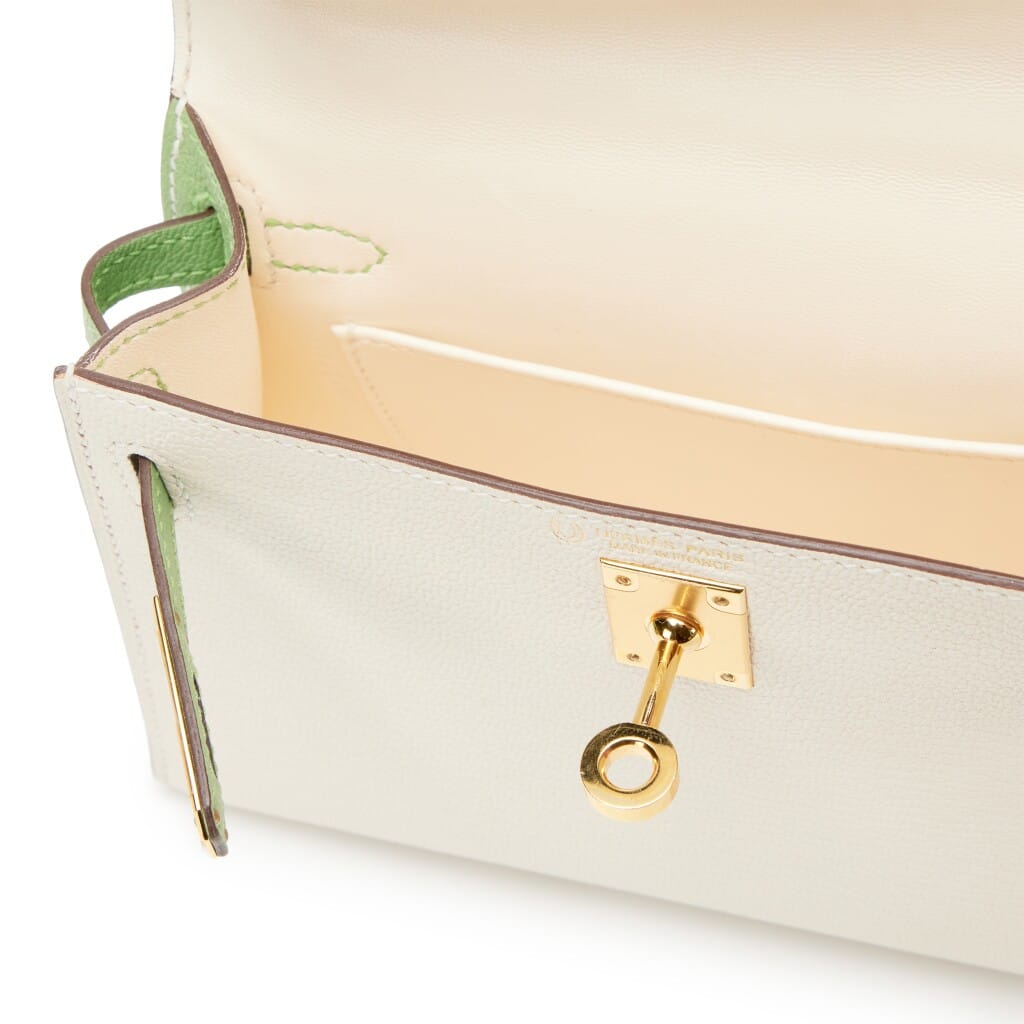 Nata and Vert Criquet Chèvre Mysore Bi-color HSS Mini Kelly 20 II Gold Hardware, 2023