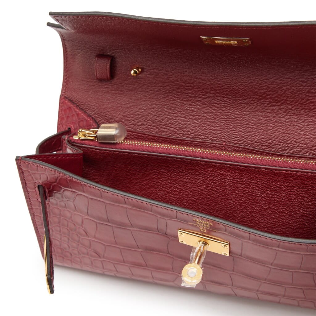 Rouge Grenat Matte Alligator Kelly-To-Go Wallet Gold Hardware, 2022