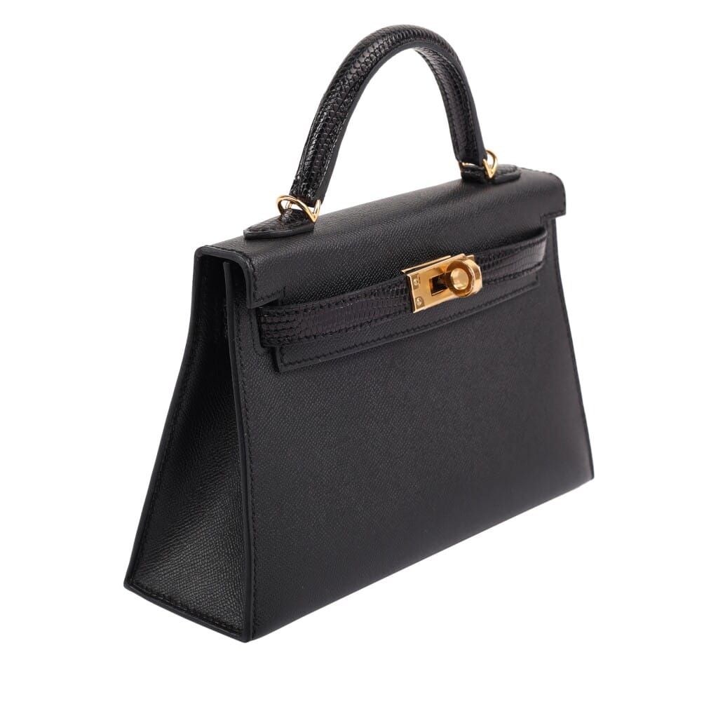 Black Madame and Lizard Touch Mini Kelly 20 II Gold Hardware, 2024