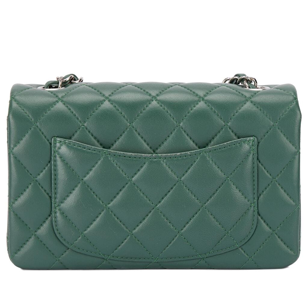 Green Quilted Lambskin Mini Flap Bag Silver Hardware, 2018-19