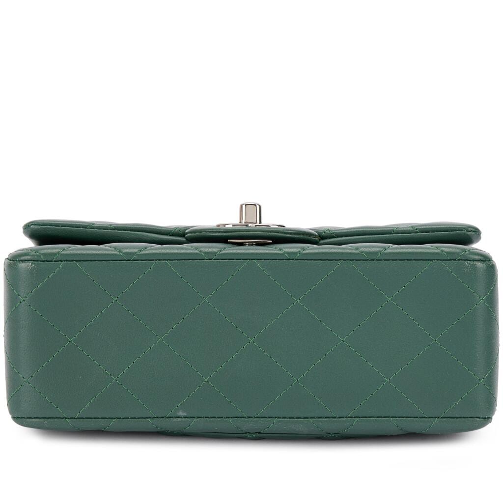 Green Quilted Lambskin Mini Flap Bag Silver Hardware, 2018-19