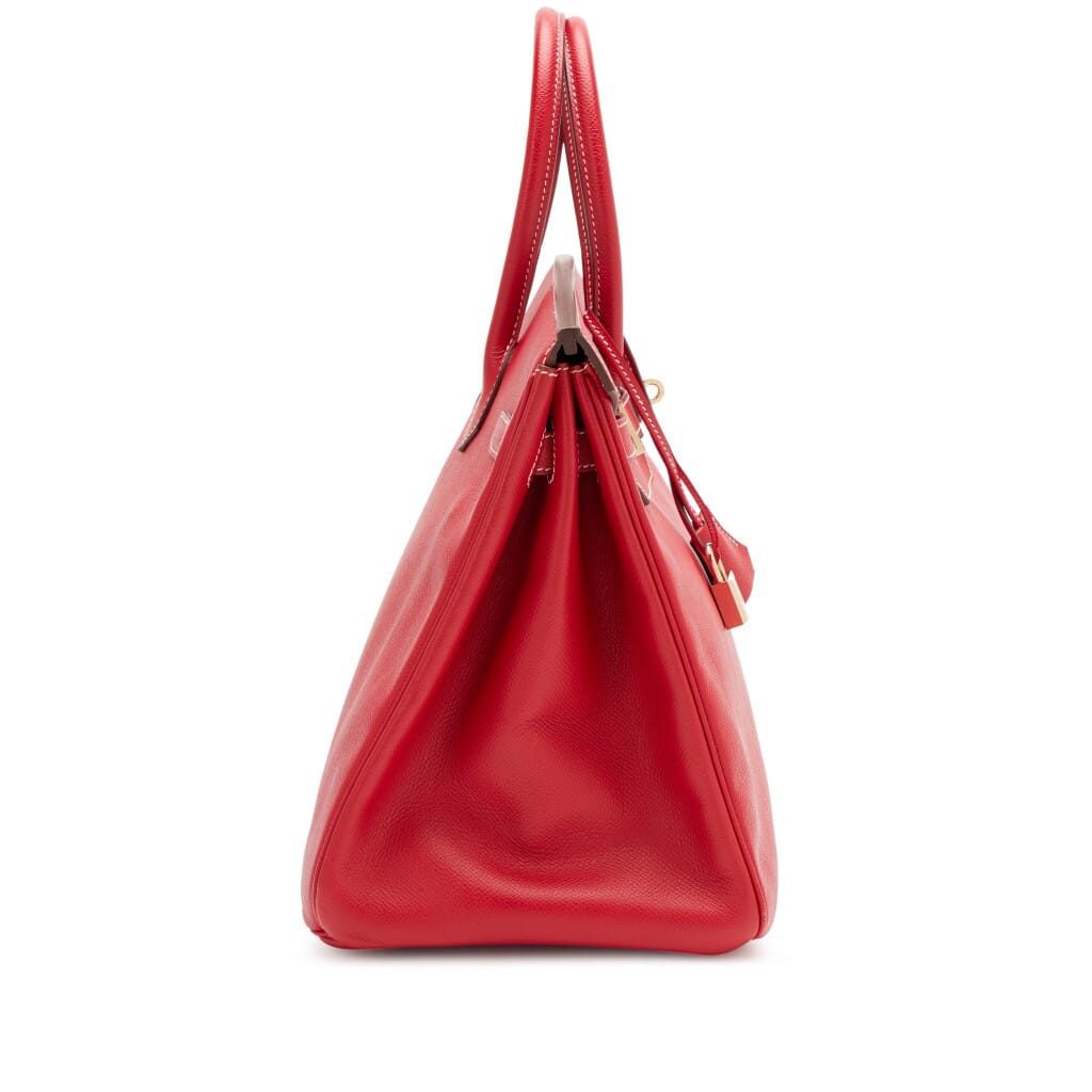 Rouge Casaque Epsom and Bleu Thalassa Verso Candy Birkin 35 Permabrass Hardware, 2012