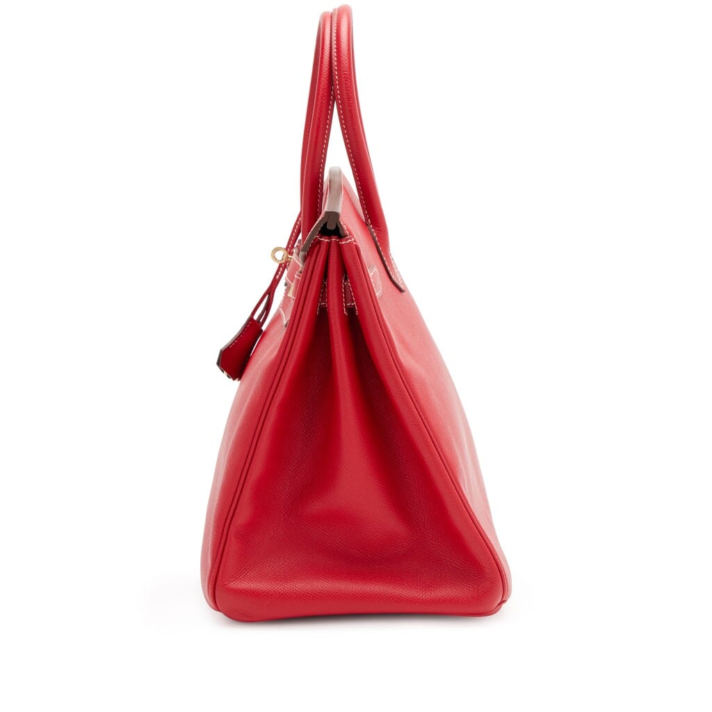 Rouge Casaque Epsom and Bleu Thalassa Verso Candy Birkin 35 Permabrass Hardware, 2012