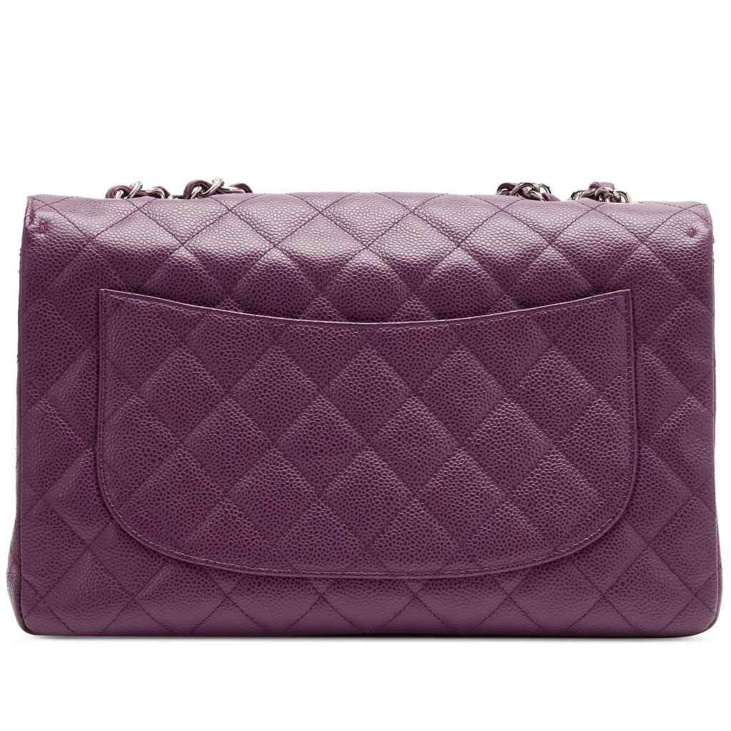 Purple Quilted Caviar Classic Jumbo Single Flap Bag Silver Hardware, 2005-2006