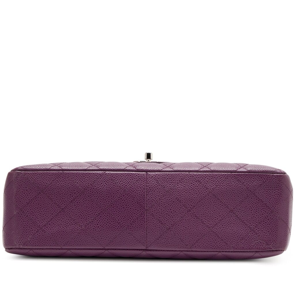 Purple Quilted Caviar Classic Jumbo Single Flap Bag Silver Hardware, 2005-2006