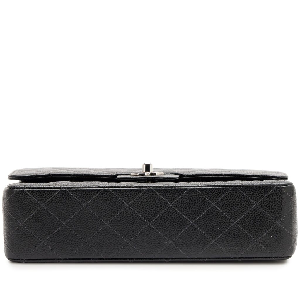 Vintage Black Quilted Caviar Medium Classic Double Flap Bag Silver Hardware, 2000-2002