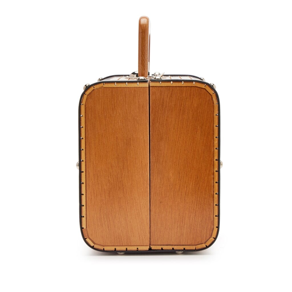 Vintage Brown CC Wooden Trunk Vanity Bag Silver Hardware, 1994-1996