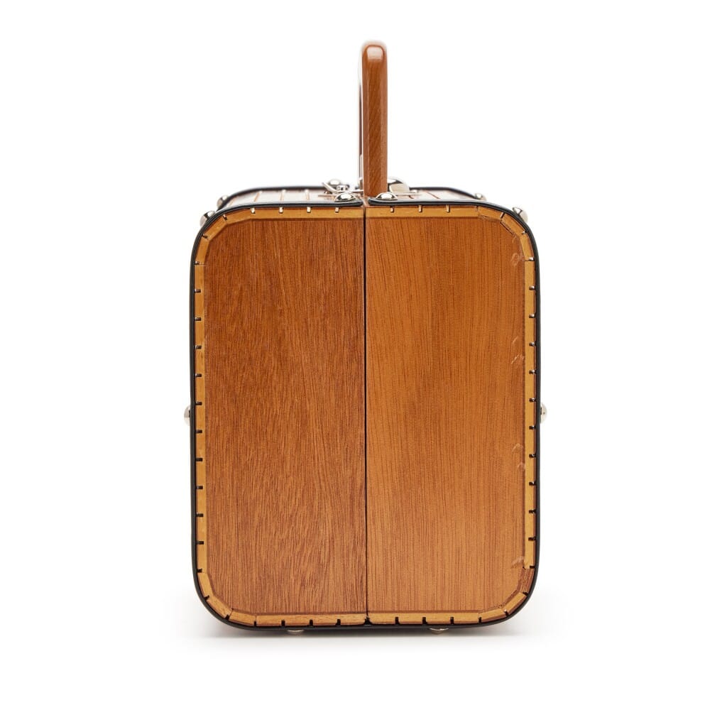 Vintage Brown CC Wooden Trunk Vanity Bag Silver Hardware, 1994-1996