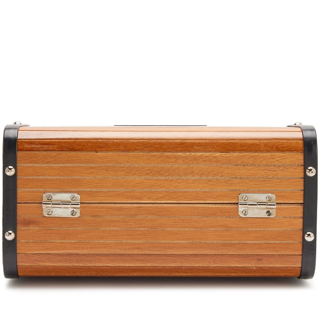 Vintage Brown CC Wooden Trunk Vanity Bag Silver Hardware, 1994-1996