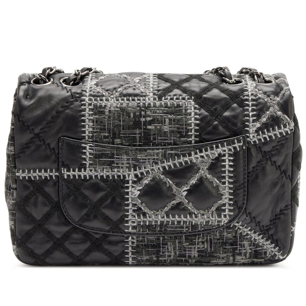 Black and Multicolor Patchwork Tweed and Lambskin Medium Classic Single Flap Silver Hardware, 2011
